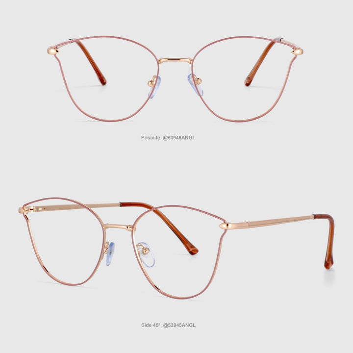 CCspace Unisex Full Rim Square Cat Eye Alloy Frame Eyeglasses 53945 Full Rim CCspace Dark pink