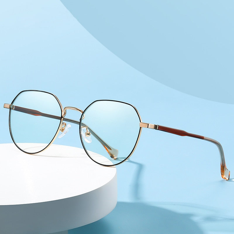 Handoer Unisex Full Rim Irregular Round Alloy Eyeglasses Ld219 Full Rim Handoer