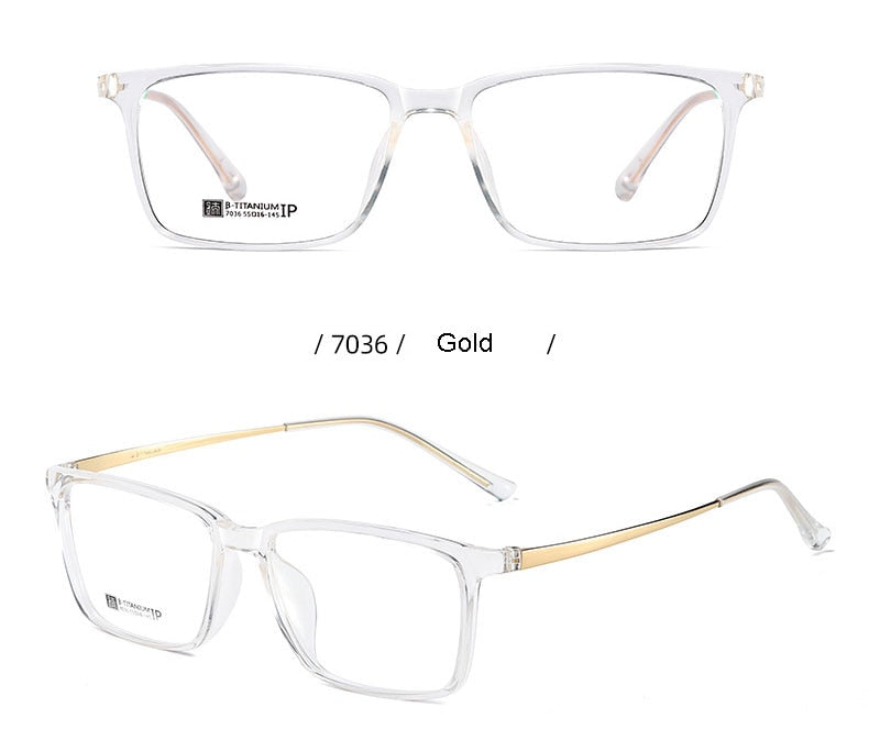 Hotochki Men's Full Rim Beta Titanium Frame Rectangular Eyeglasses 7036 Full Rim Hotochki