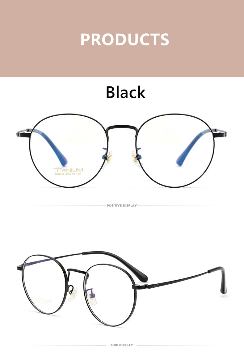 Yimaruili Unisex Full Rim Round Titanium Frame Eyeglasses CK803 Full Rim Yimaruili Eyeglasses