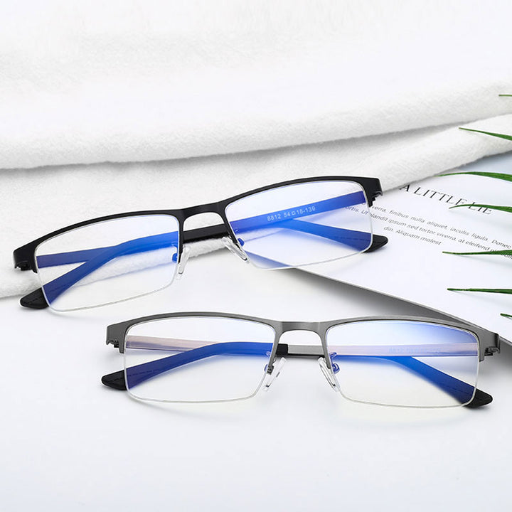Handoer Unisex Semi Rim Square Alloy Eyeglasses 88121 Semi Rim Handoer