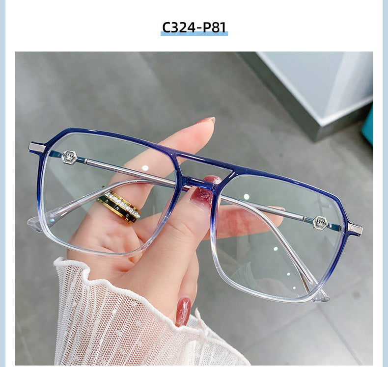 Hotony Women's Full Rim TR 90 Resin Square Double Bridge Frame Eyeglasses Lk309 Full Rim Hotony