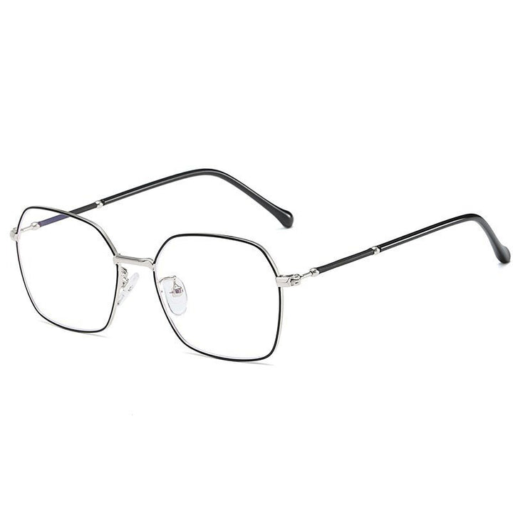 Hotony Unisex Full Rim Square Alloy Eyeglasses  Zy1917 Full Rim Hotony BLACK SILVER