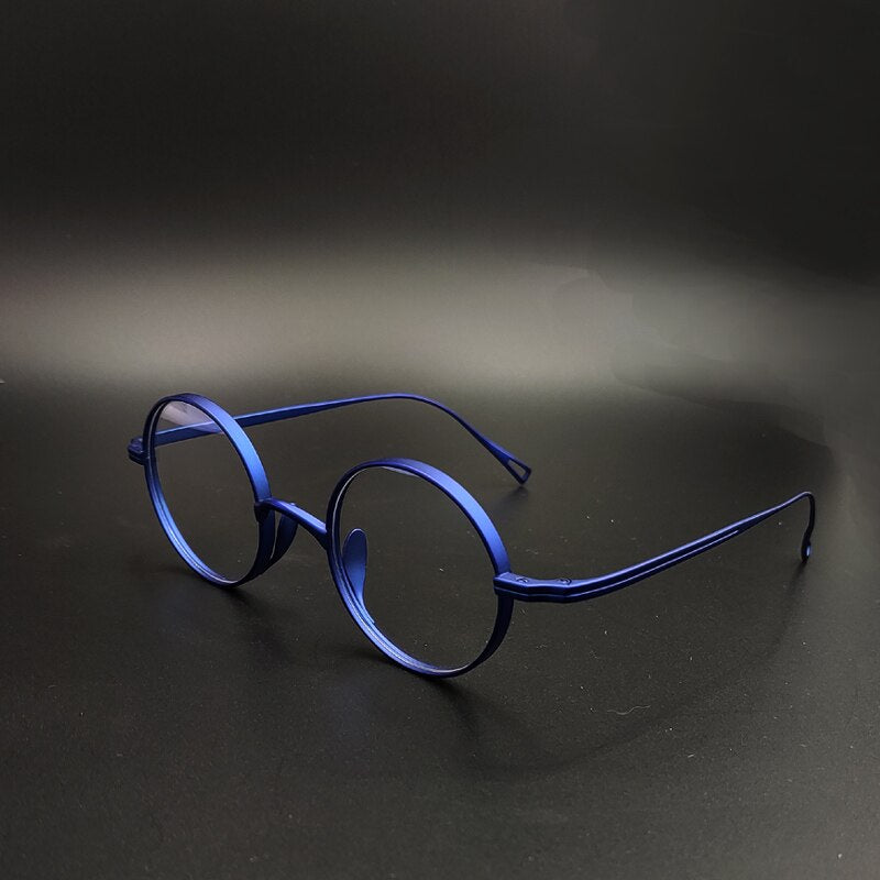 Yujo Unisex Full Rim 43mm Round Titanium Eyeglasses Full Rim Yujo