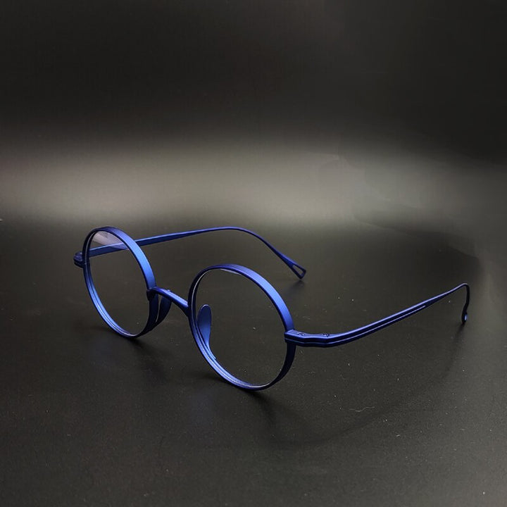 Yujo Unisex Full Rim 43mm Round Titanium Eyeglasses Full Rim Yujo