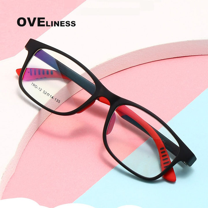 Oveliness Unisex Children's Full Rim Square Tr 90 Titanium Eyeglasses Oltrd12p Full Rim Oveliness