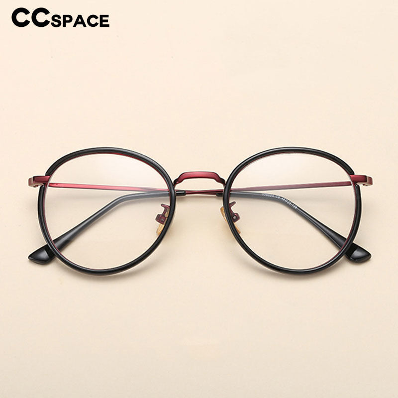 CCspace Women's Full Rim Round Tr 90 Titanium Frame Eyeglasses 49272 Full Rim CCspace