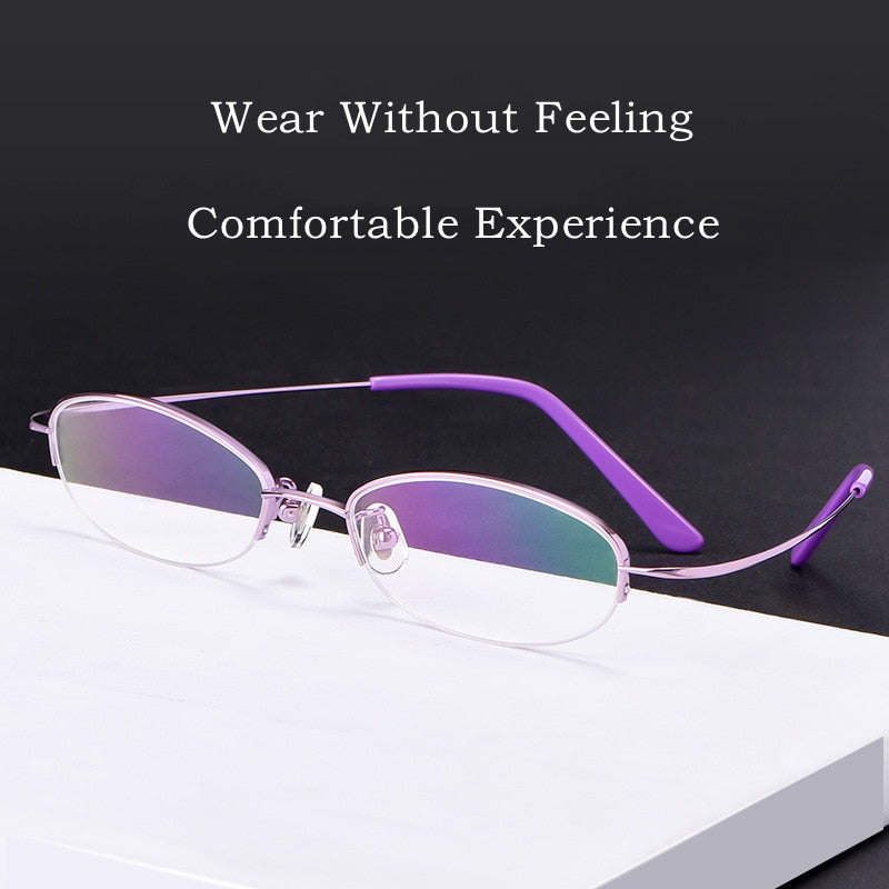 Yimaruili Women's Semi Rim Titanium Frame Eyeglasses T9276 Semi Rim Yimaruili Eyeglasses