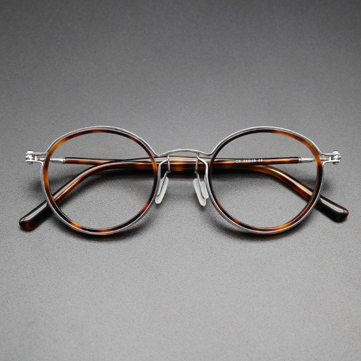 Gatenac Unisex Full Rim Round Titanium Frame Eyeglasses Gxyj639 Full Rim Gatenac Style2 T1