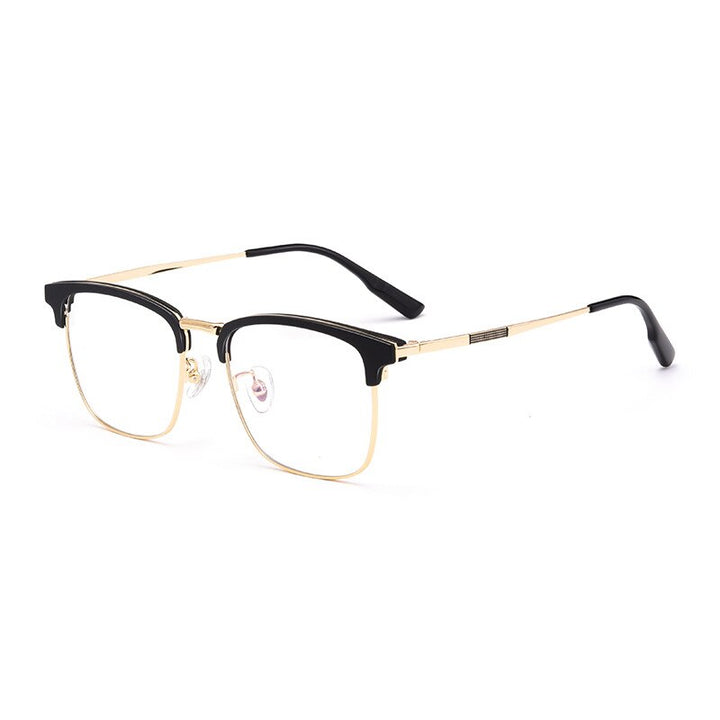 Yimaruili Men's Full Rim Square β Titanium Frame Eyeglasses 2312YJ Full Rim Yimaruili Eyeglasses Black Gold