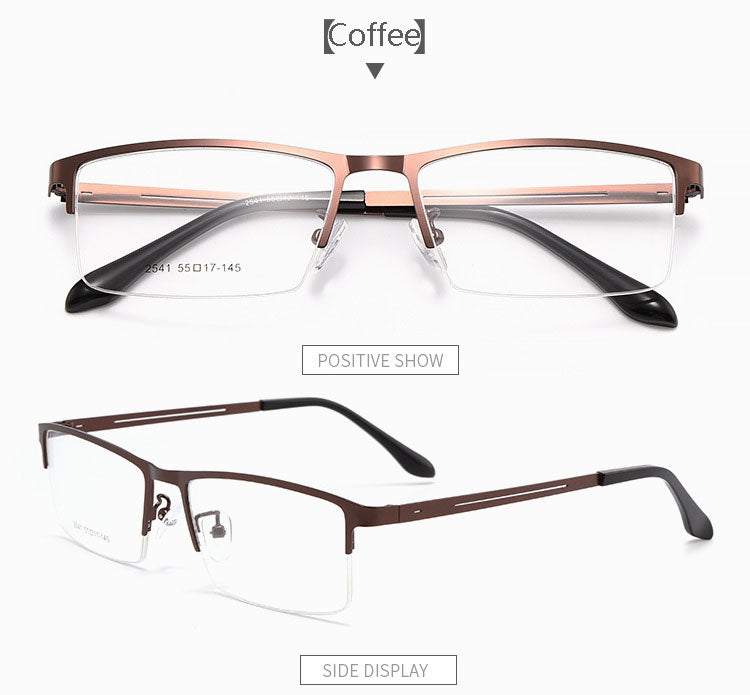 Hotochki Men's Semi Rim Alloy Frame Eyeglasses TR-90 Resin Temples 2541 Semi Rim Hotochki