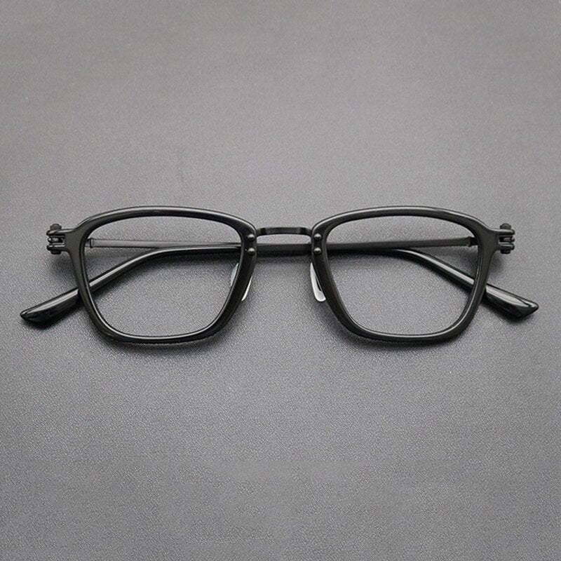 Gatenac Unisex Full Rim Square Titanium Acetate Frame Eyeglasses Gxyj694 Full Rim Gatenac Black