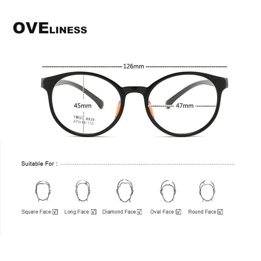 Oveliness Children's Unisex Full Rim Round Tr90 Titanium Eyeglasses 8835 Full Rim Oveliness