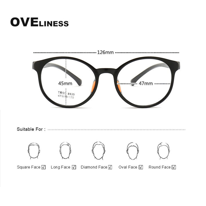 Oveliness Children's Unisex Full Rim Round Tr90 Titanium Eyeglasses 8835 Full Rim Oveliness