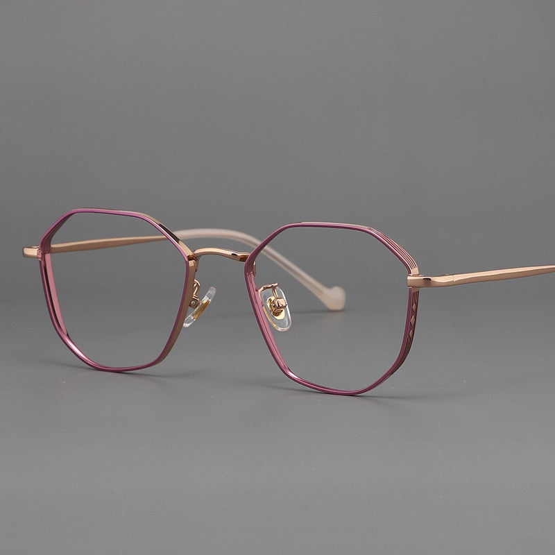 Muzz Unisex Full Rim Round Polygonal Titanium Frame Eyeglasses 32 Full Rim Muzz 1