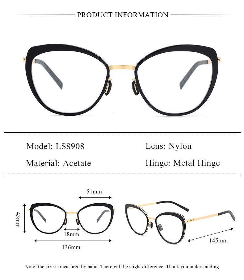 Chashma Ochki Women's Full Rim Square Cat Eye Acetate Alloy Eyeglasses 8908 Full Rim Chashma Ochki