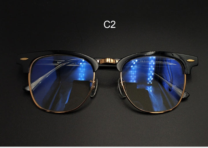 Yujo Unisex Full Rim Square Acetate Horn Eyeglasses 5154 Full Rim Yujo C2 China