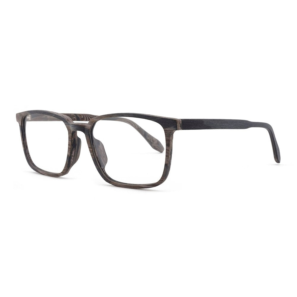 Hdcrafter Men's Full Rim Oversized Square Wood Frame Eyeglasses 1693 Full Rim Hdcrafter Eyeglasses