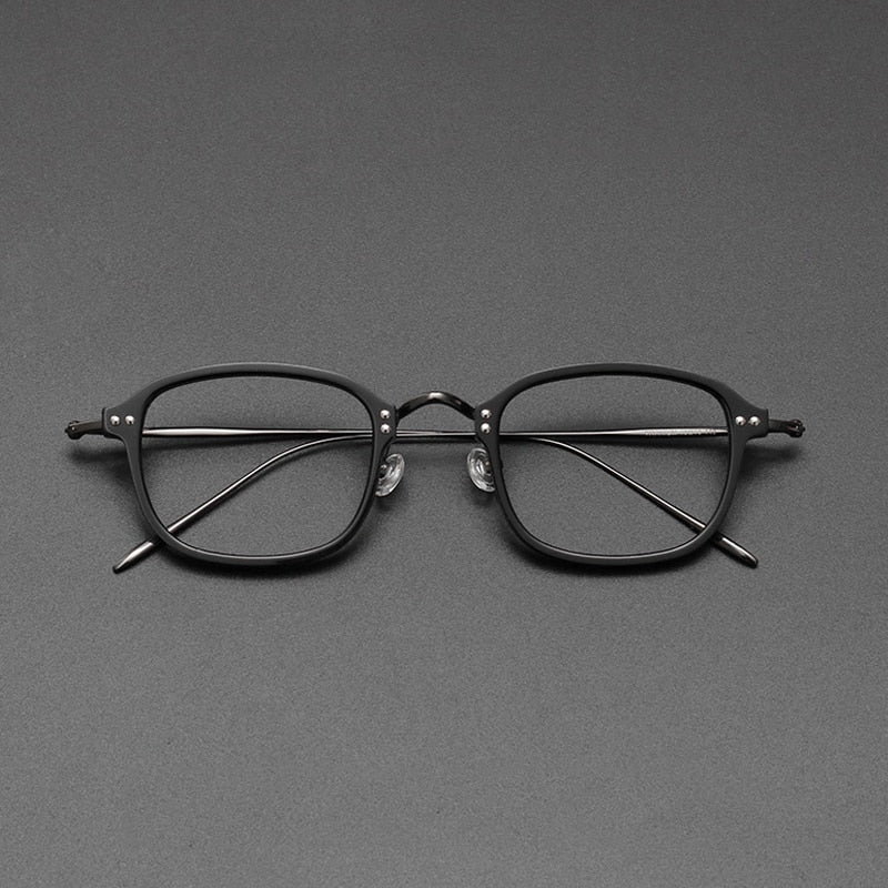 Gatenac Unisex Full Rim Square Titanium Acetate Frame Eyeglasses Gxyj364 Full Rim Gatenac
