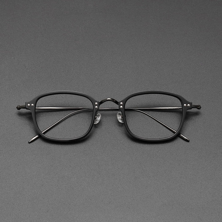 Gatenac Unisex Full Rim Square Titanium Acetate Frame Eyeglasses Gxyj364 Full Rim Gatenac