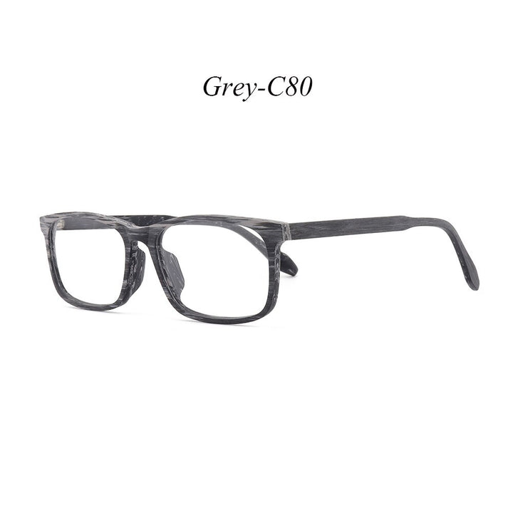 Hdcrafter Unisex Full Rim Oversized Square Wood Frame Eyeglasses 1691 Full Rim Hdcrafter Eyeglasses C80