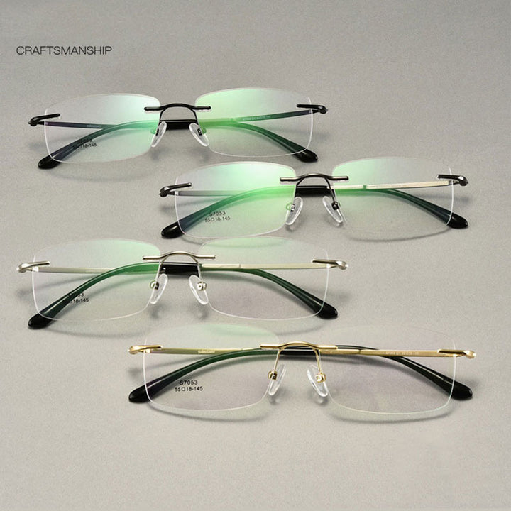 Hotochki Men's Rimless Alloy Screwless Frame Eyeglasses 7053 Rimless Hotochki