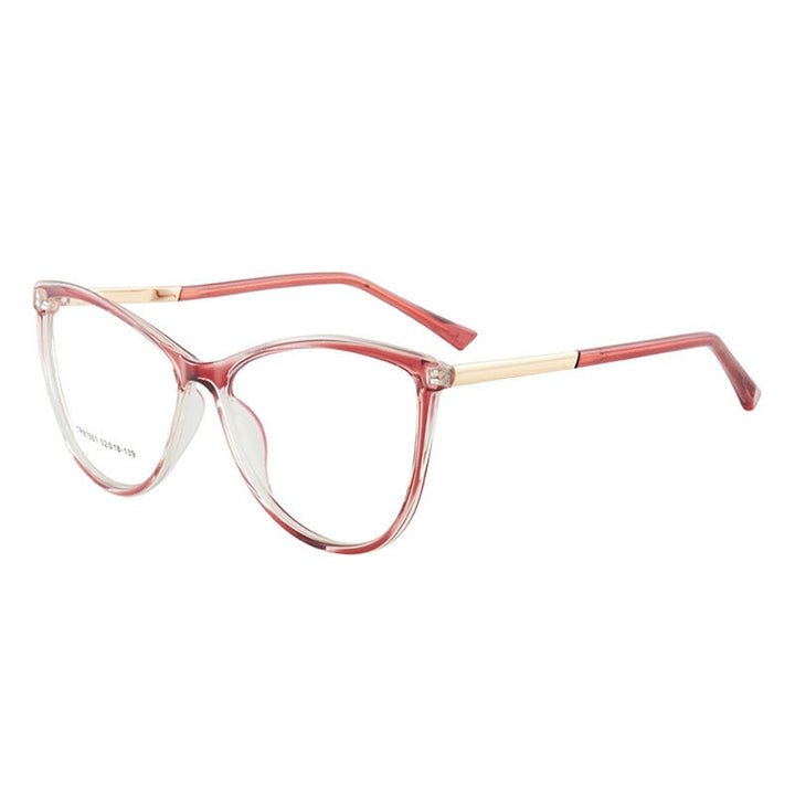 Hotony Woman's Full Rim Cat Eye TR 90 Resin Alloy Frame Eyeglasses 7001 Full Rim Hotony