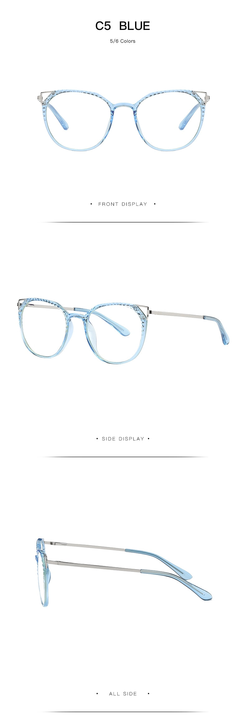Hotochki Women's Full Rim Round TR-90 Resin Alloy Frame Eyeglasses 2054 Full Rim Hotochki