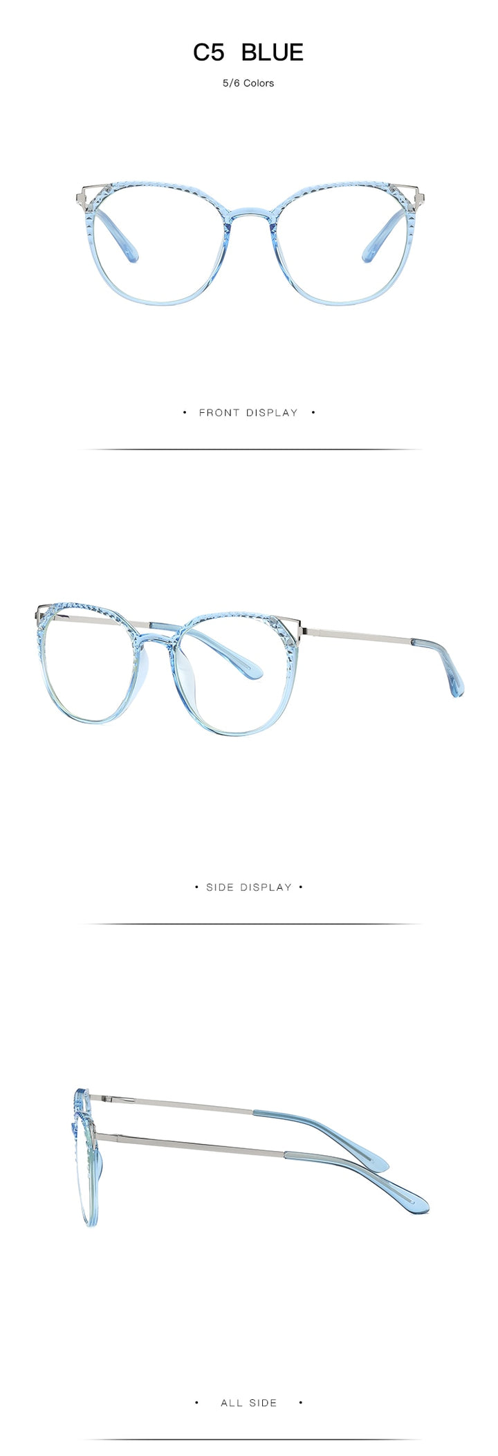 Hotochki Women's Full Rim Round TR-90 Resin Alloy Frame Eyeglasses 2054 Full Rim Hotochki