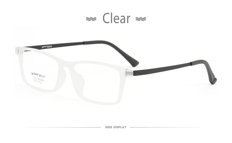 Hotony Unisex Full Rim Rectangle TR 90 Resin B Titanium Frame Eyeglasses 9821 Full Rim Hotony