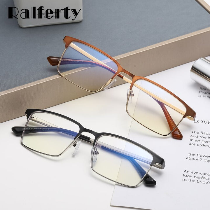 Ralferty Men's Full Rim Square Acetate Alloy Eyeglasses F95899 Full Rim Ralferty