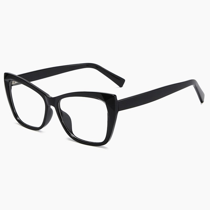 Hotony Women's Full Rim Square Cat Eye Acetate Eyeglasses 2002 Full Rim Hotony Black