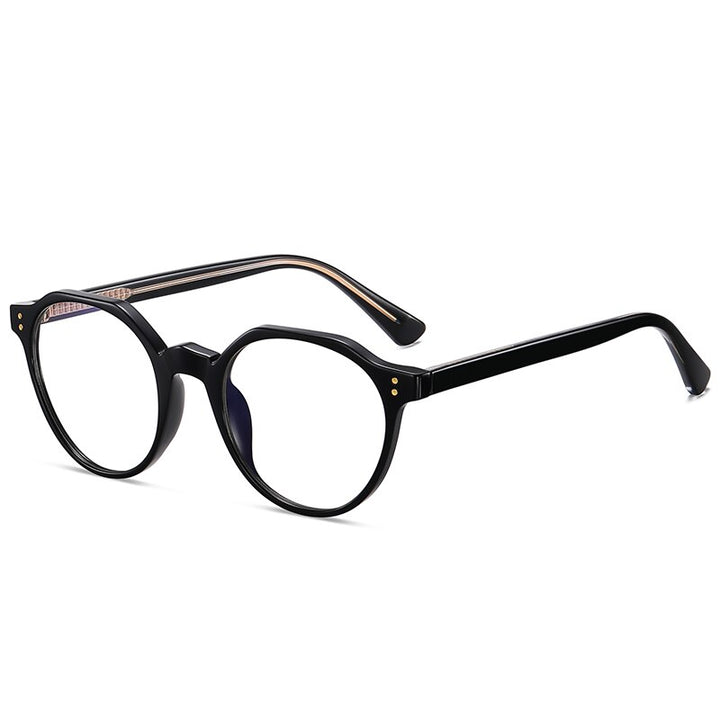 Unisex Eyeglasses Anti Blue Light Glasses Tr90 Round 2084 Anti Blue Gmei Optical C1 Black  