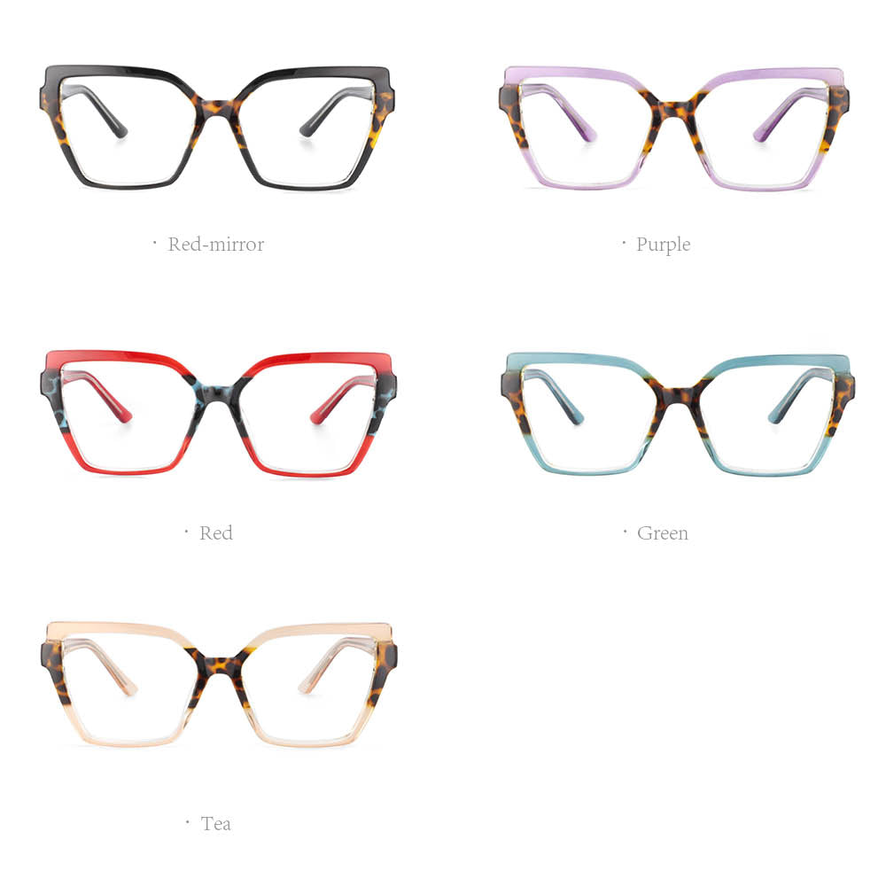 CCspace Women's Full Rim Oversized Square Cat Eye Tr 90 Titanium Frame Eyeglasses 53683 Full Rim CCspace