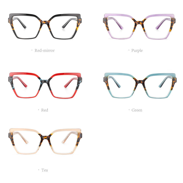 CCspace Women's Full Rim Oversized Square Cat Eye Tr 90 Titanium Frame Eyeglasses 53683 Full Rim CCspace