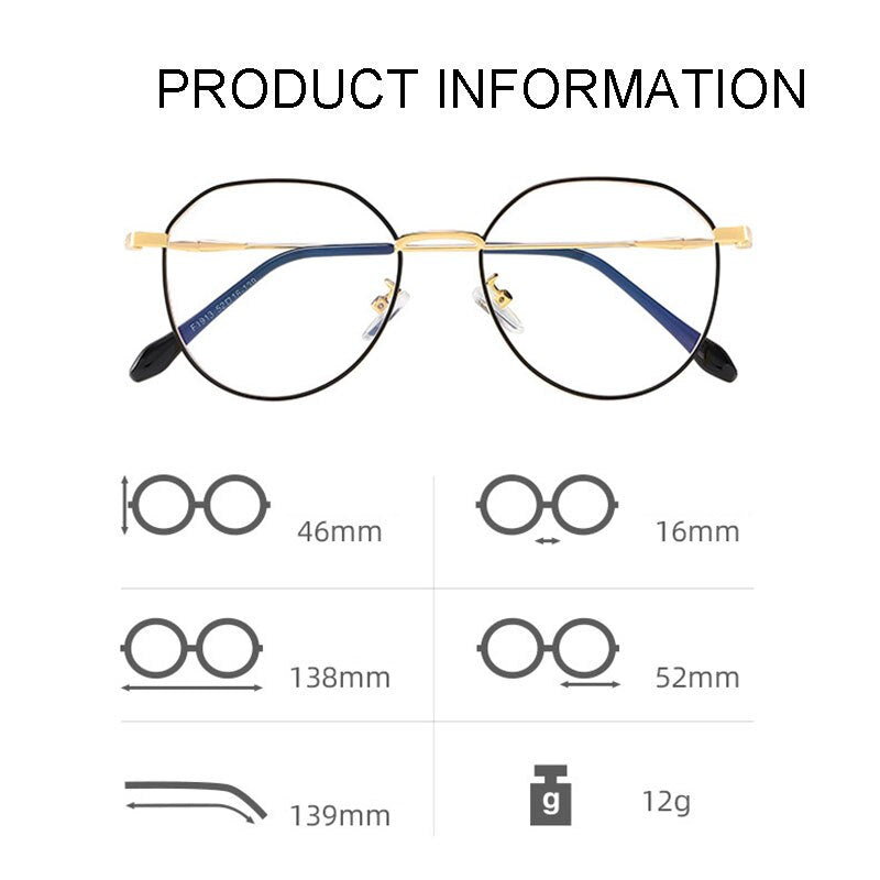 Handoer Unisex Full Rim Polygonal Square Alloy Eyeglasses 1913 Full Rim Handoer