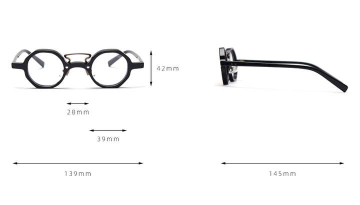 CCspace Unisex Full Rim Round Polygon Acetate Double Bridge Frame Eyeglasses 49833 Full Rim CCspace