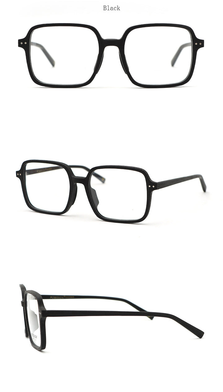 Hdcrafter Unisex Full Rim Oversized Square Wood Frame Eyeglasses 9105 Full Rim Hdcrafter Eyeglasses
