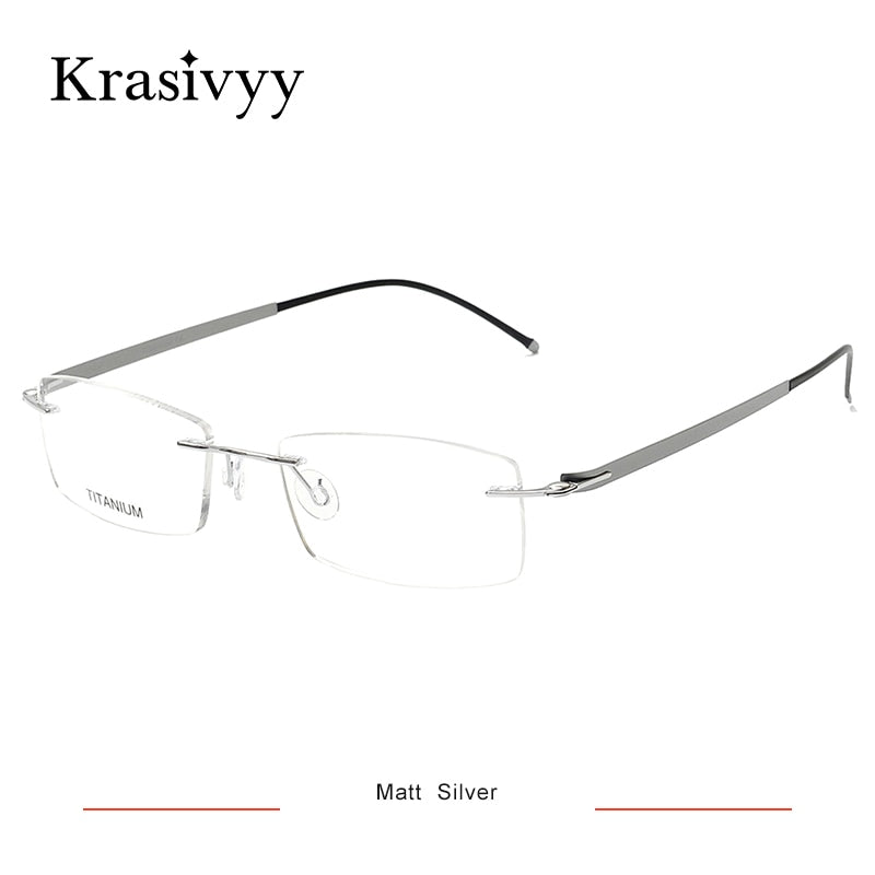 Krasivyy Unisex Rimless Square Titanium Screwless Eyeglasses Kr16028 Rimless Krasivyy Matt Silver 1 CN 