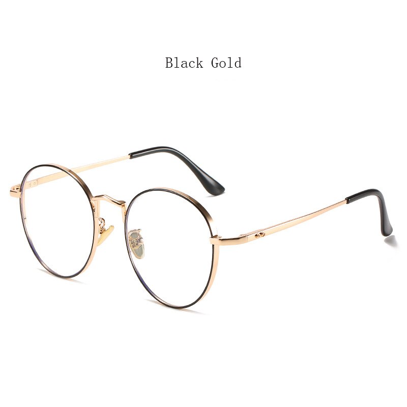 Hdcrafter Unisex Full Rim Round Alloy Frame Eyeglasses Anti Blue Light Lenses 2355 Full Rim Hdcrafter Eyeglasses Black Gold