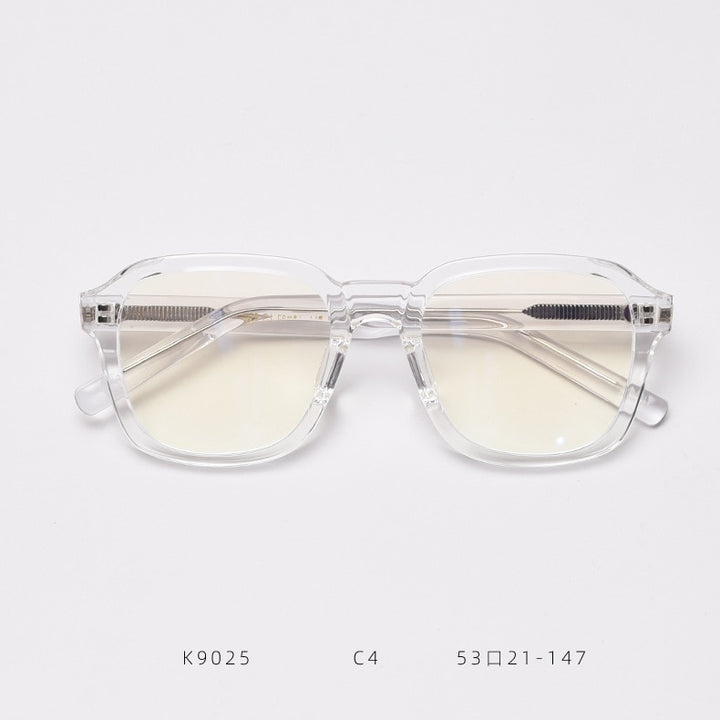 CCspace Women's Full Rim Square Tr 90 Titanium Frame Acetate Leg Eyeglasses 49354 Full Rim CCspace C4Clear