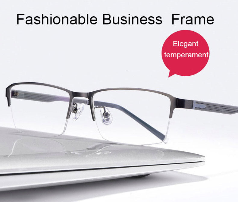 Hotochki Men's Semi Rim Rectangular Alloy Frame Eyeglasses 3095 Semi Rim Hotochki