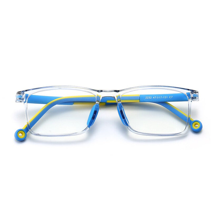 Yimaruili Unisex Children's Full Rim TR 90 Resin Frame Eyeglasses 2232 Full Rim Yimaruili Eyeglasses Transparent Blue C7
