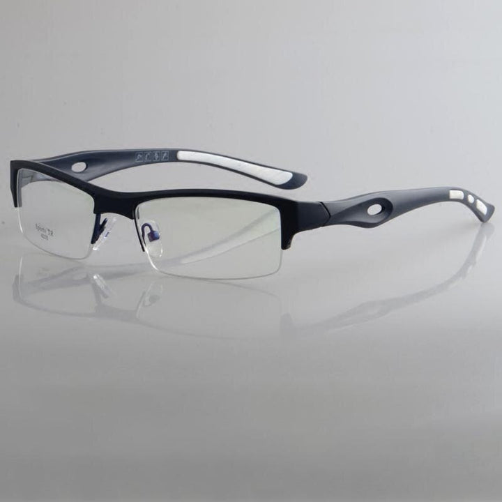 Cubojue Unisex Reading Glasses Sports Tr 90 Titanium Semi Rim Reading Glasses Cubojue black white pad no function lens 0