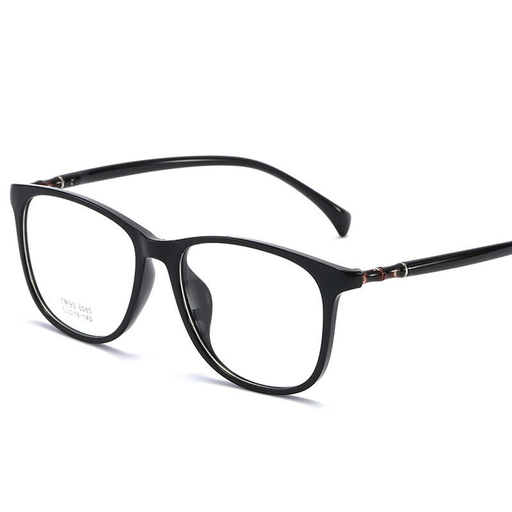 Reven Jate Unisex Full Rim Square Tr 90 Eyeglasses 8085 Full Rim Reven Jate shiny black