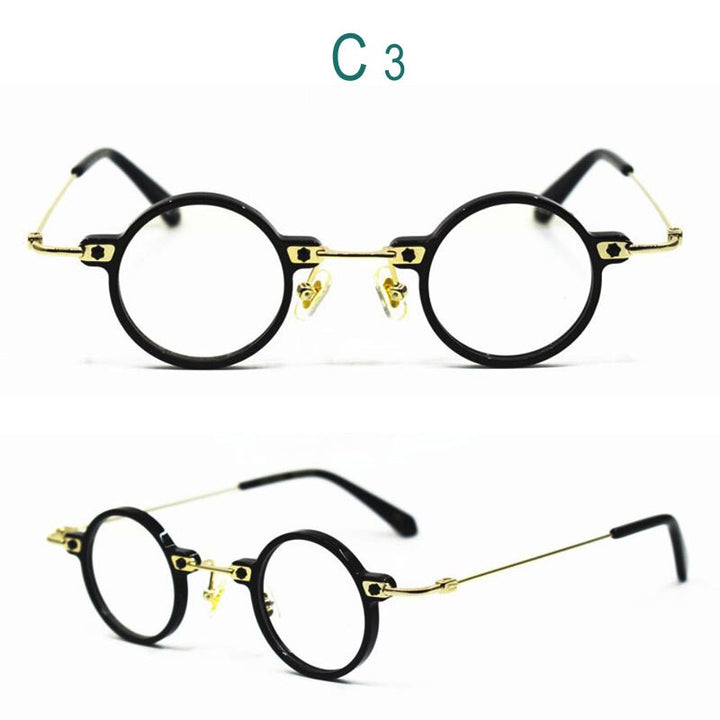 Yujo Unisex Full Rim Round Eyeglasses Acetate Y008 Full Rim Yujo