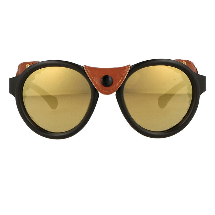 CCspace Unisex Full Rim Round Steampunk Resin Frame Sunglasses 46311 Sunglasses CCspace Sunglasses Gold 46311