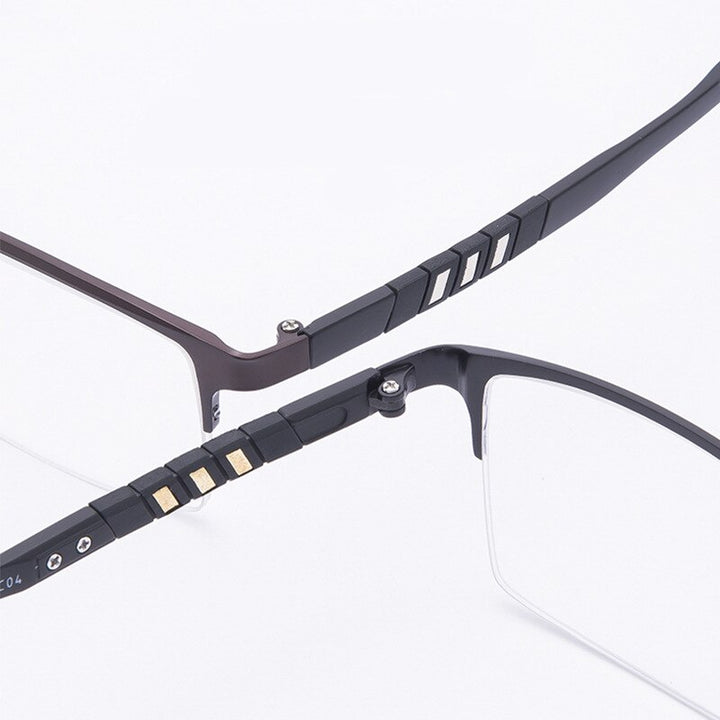 Men's Semi Rim Titanium Frame Eyeglasses Lb079 Semi Rim Bclear