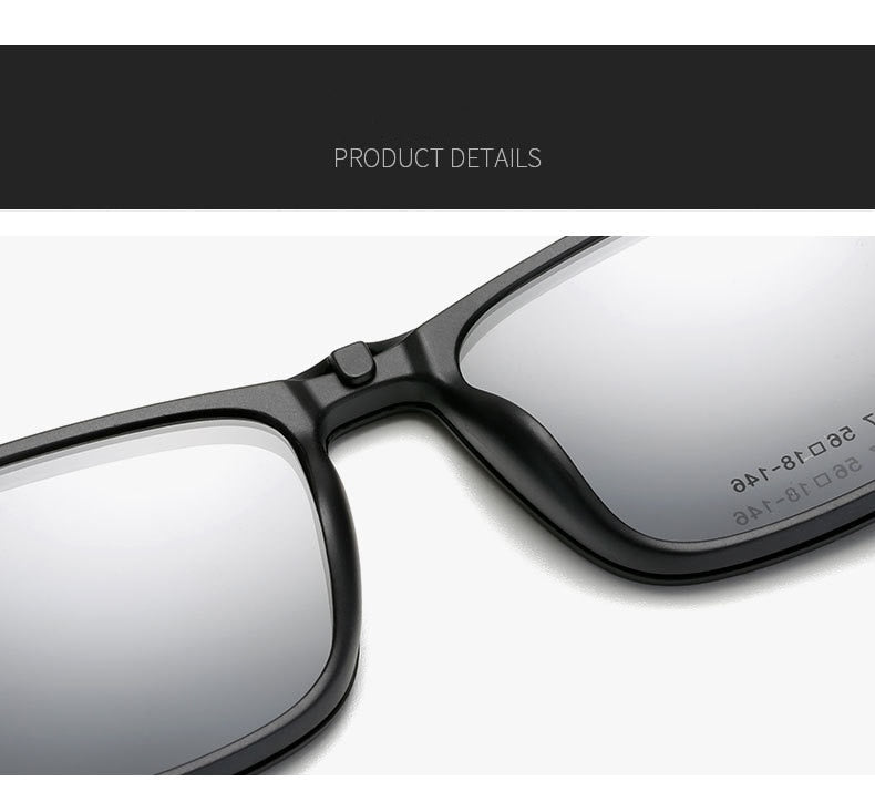 Yimaruili Unisex Full Rim Resin Frame Eyeglasses + 5 Polarized Magnetic Clip On Sunglasses 12147 With Clip Ons Yimaruili Eyeglasses