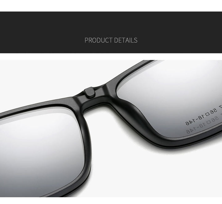 Yimaruili Unisex Full Rim Resin Frame Eyeglasses + 5 Polarized Magnetic Clip On Sunglasses 12147 With Clip Ons Yimaruili Eyeglasses